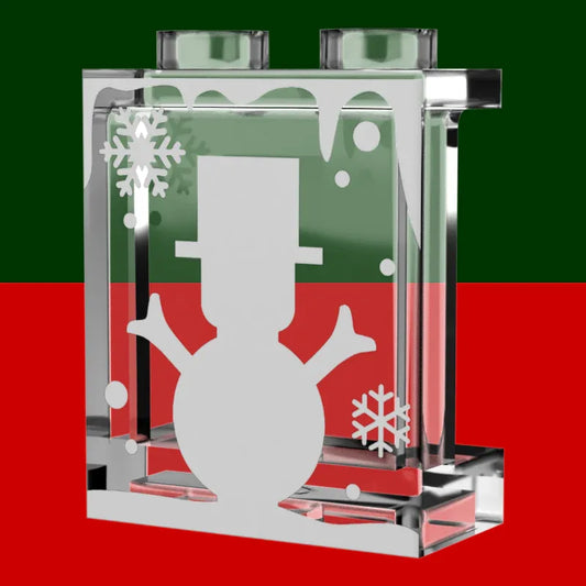 Winter Village Window with White Snowman 1x2x2 Panel - B3 Customs - ToylandEU