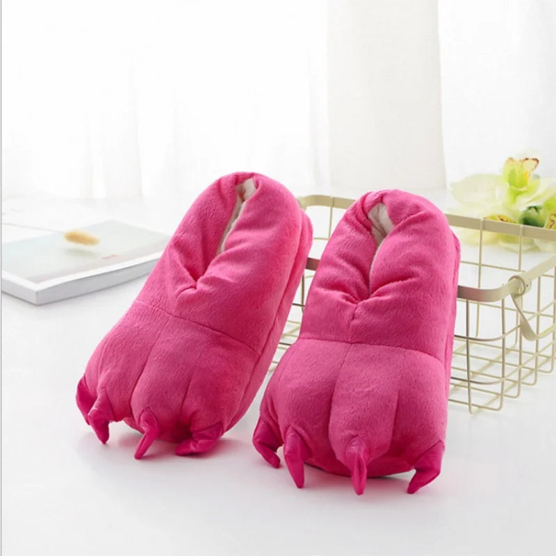 Winter Warm Indoor Floor Slippers Unisex Paw Print Monster Claw Plush For Home - ToylandEU