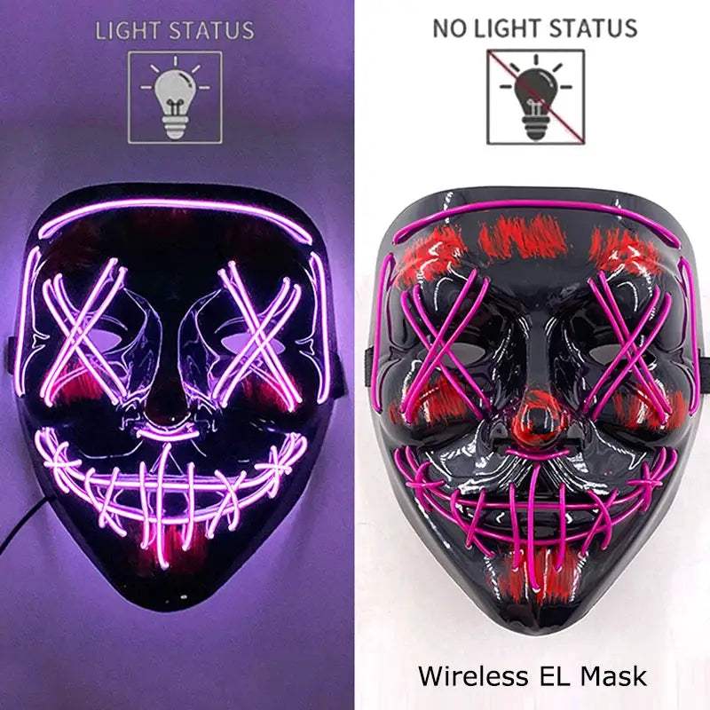  Wireless Halloween Mask Neon LED Purge Glow -  ToylandEU™