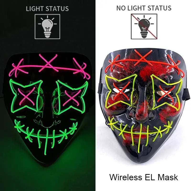  Wireless Halloween Mask Neon LED Purge Glow -  ToylandEU™