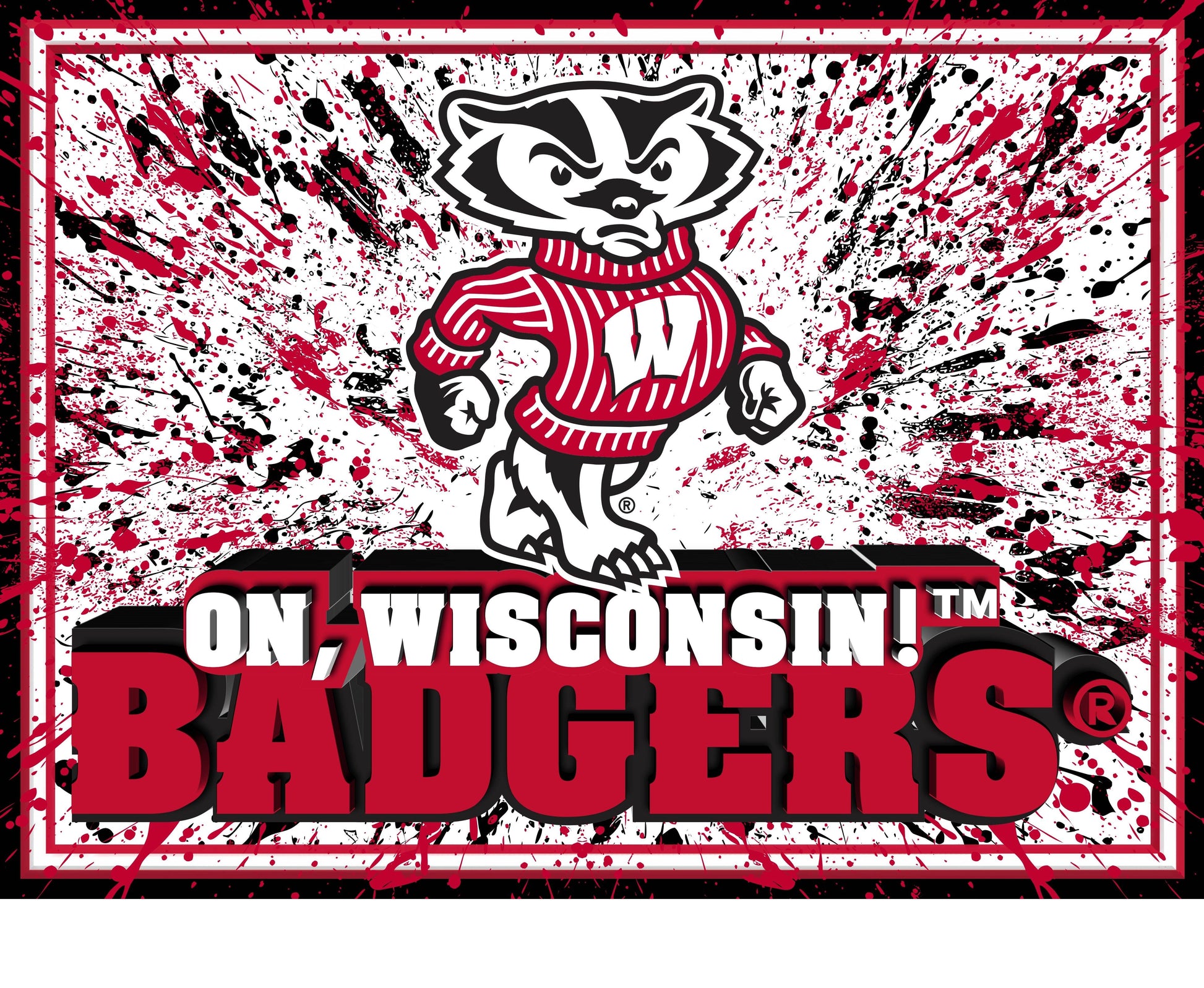 Wisconsin Badgers 3D Lenticular Art Print 12x16 Splatter - ToylandEU