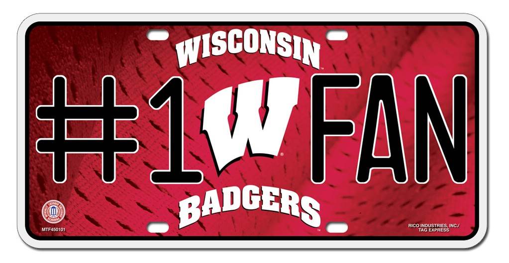 Wisconsin Badgers Aluminum License Plate One Fan 6x12 - ToylandEU