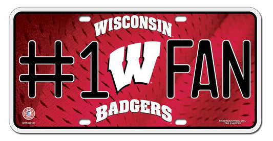 Wisconsin Badgers Aluminum License Plate One Fan 6x12 - ToylandEU