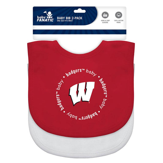 Wisconsin Badgers Baby Bib 2 Pack Embroidered Team Logo - ToylandEU