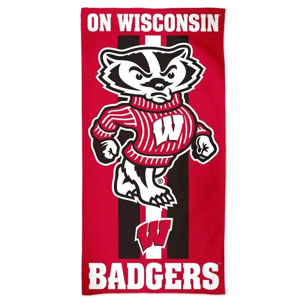  Wisconsin Badgers Beach Towel 30x60 Cotton Velour Front -  ToylandEU™
