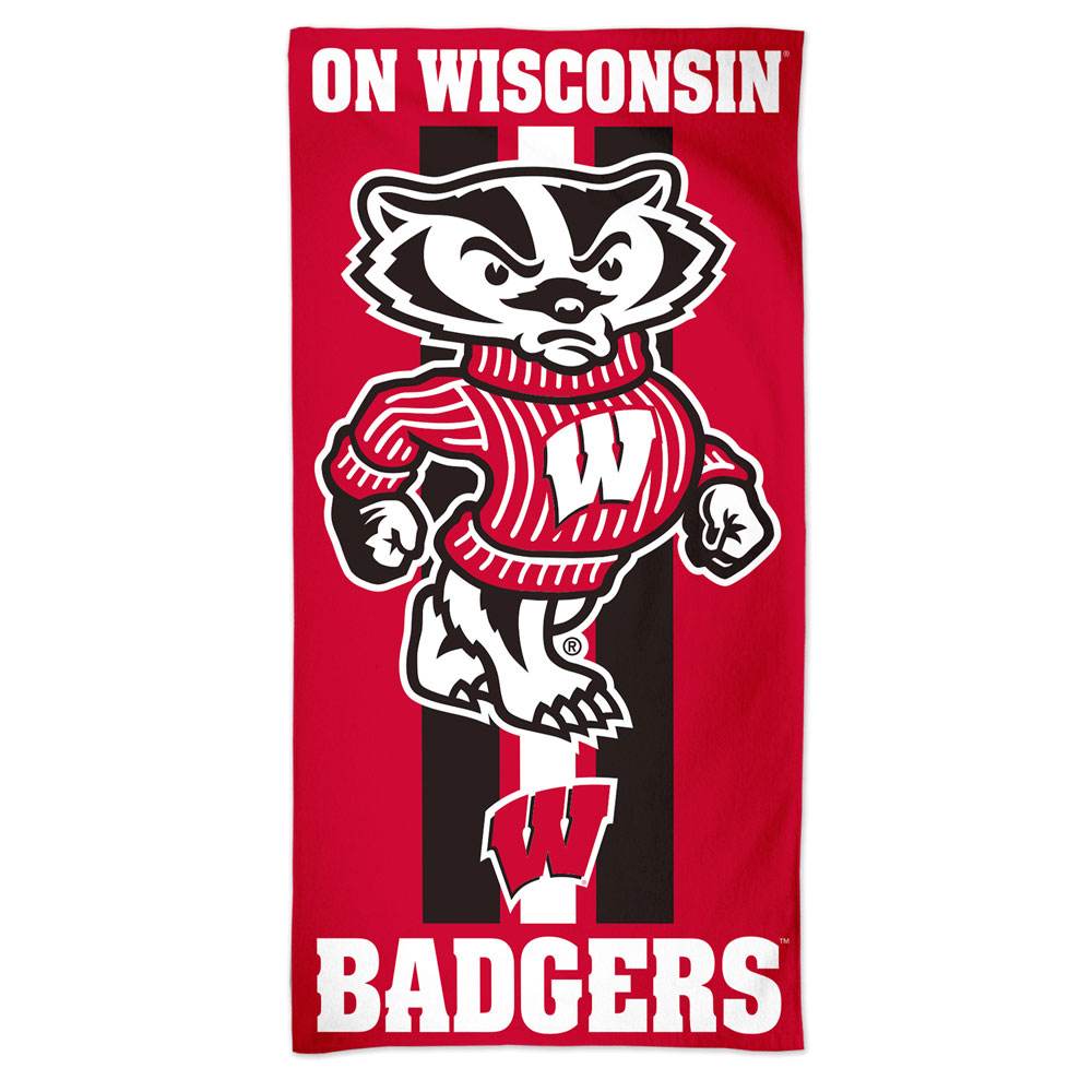 Wisconsin Badgers Beach Towel 30x60 Cotton Velour Front - ToylandEU