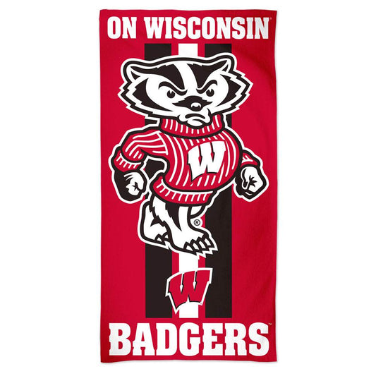 Wisconsin Badgers Beach Towel 30x60 Cotton Velour Front - ToylandEU