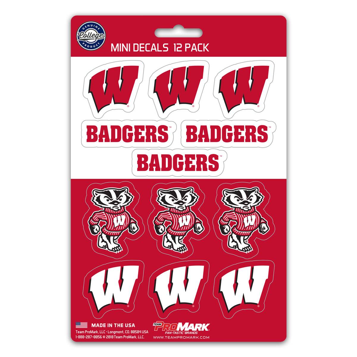 Wisconsin Badgers Decals Mini 12 Pack Special Order - ToylandEU