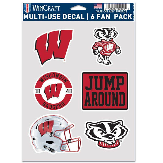 Wisconsin Badgers Fan Pack Multi Use Decals 6 Pack Set - ToylandEU