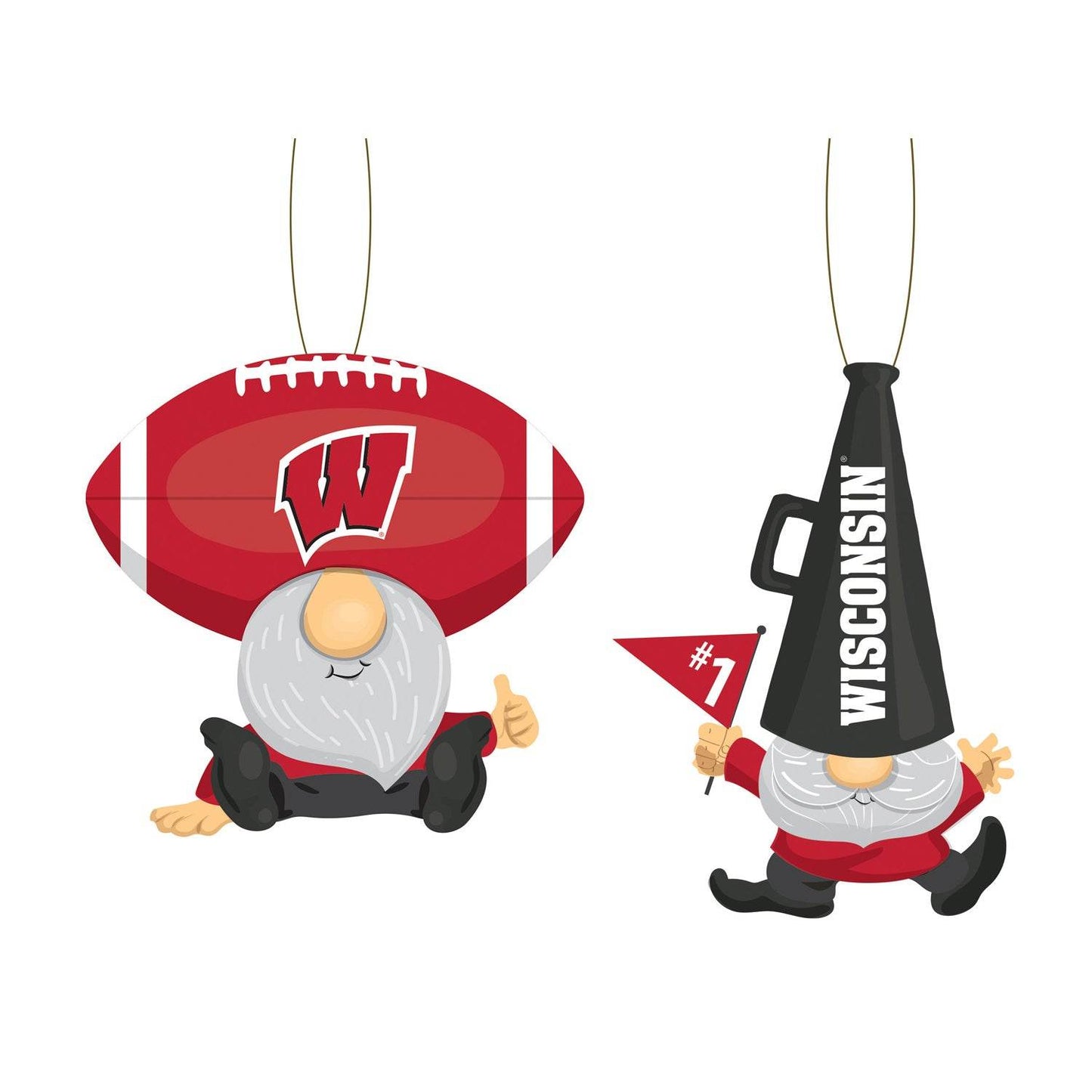 Wisconsin Badgers Ornament Gnome Fans 2 Pack Deluxe - ToylandEU