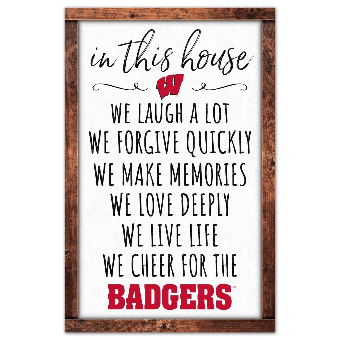 Wisconsin Badgers Sign 11x17 Wood In This House Wall Decor - ToylandEU