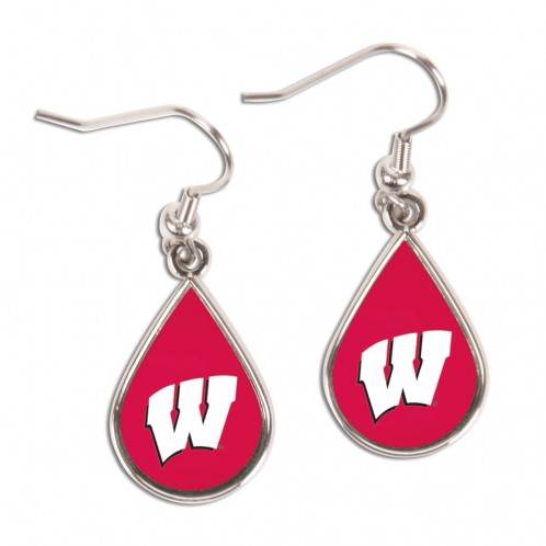 Wisconsin Badgers Tear Drop Earrings Official Logo - ToylandEU