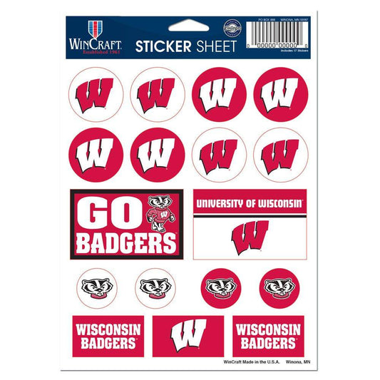Wisconsin Badgers Vinyl Decal Sheet 5x7 Pack For Surfaces - ToylandEU