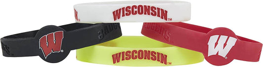 Wisconsin Badgers Wristbands 4 Pack Silicone Licensed - ToylandEU