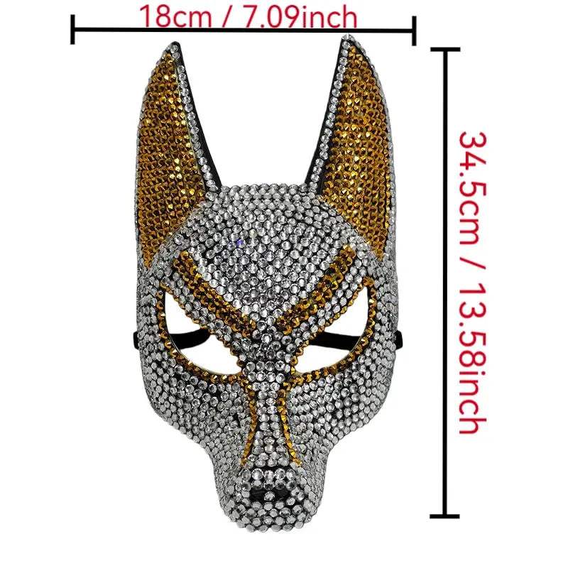  Wolf Head Rhinestone Mask Handmade Party Costume Unisex -  ToylandEU™