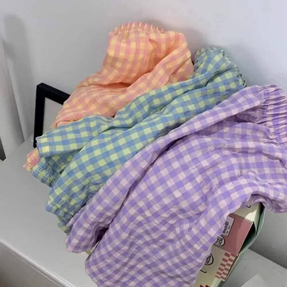 Women Plaid Pajama Shorts High Waisted Sleepwear Summer - ToylandEU