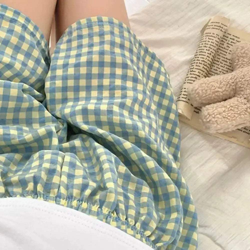 Women Plaid Pajama Shorts High Waisted Sleepwear Summer - ToylandEU