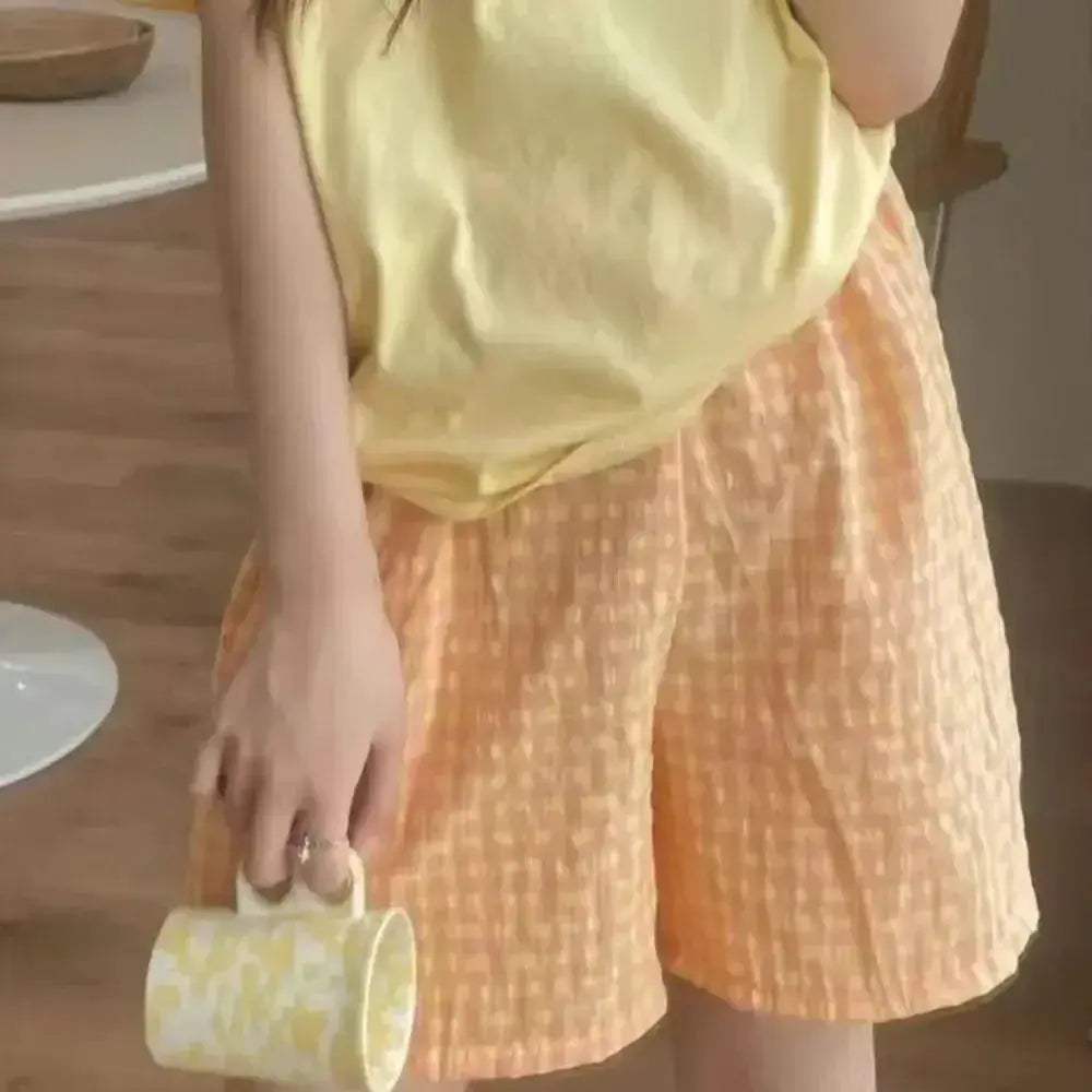 Women Plaid Pajama Shorts High Waisted Sleepwear Summer - ToylandEU