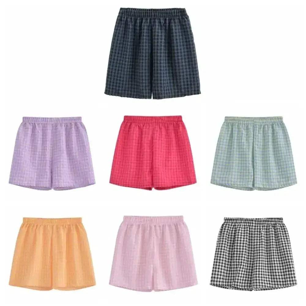 Women Plaid Pajama Shorts High Waisted Sleepwear Summer - ToylandEU