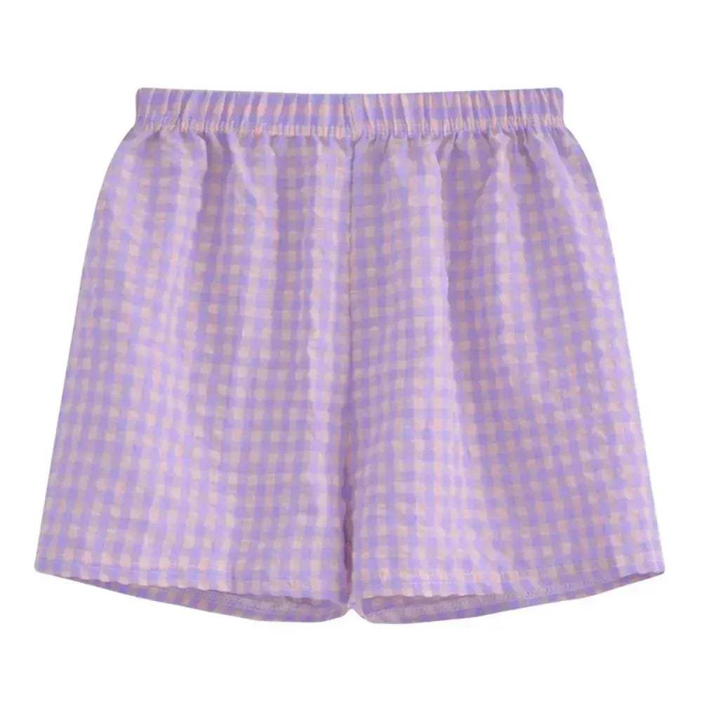 Women Plaid Pajama Shorts High Waisted Sleepwear Summer - ToylandEU