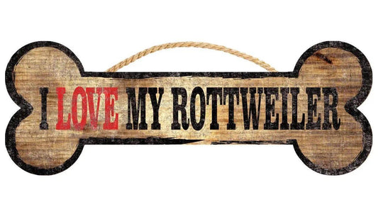  Wood Dog Bone Sign I Love My Rottweiler 10x4 Inches -  ToylandEU™