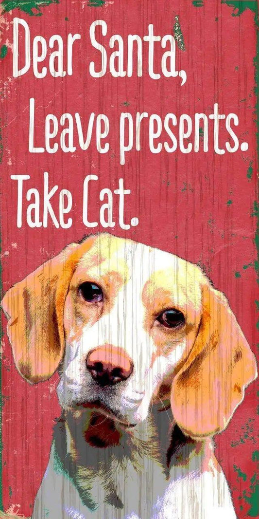  Wood Pet Sign Dear Santa Cat Beagle 5 By 10 Inch Hanging -  ToylandEU™