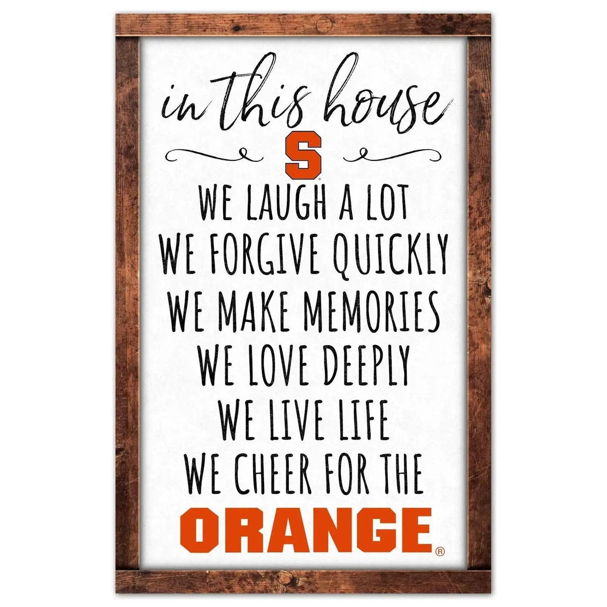  Syracuse Orange Sign 11X17 Wood In This House Wall Decor -  ToylandEU™