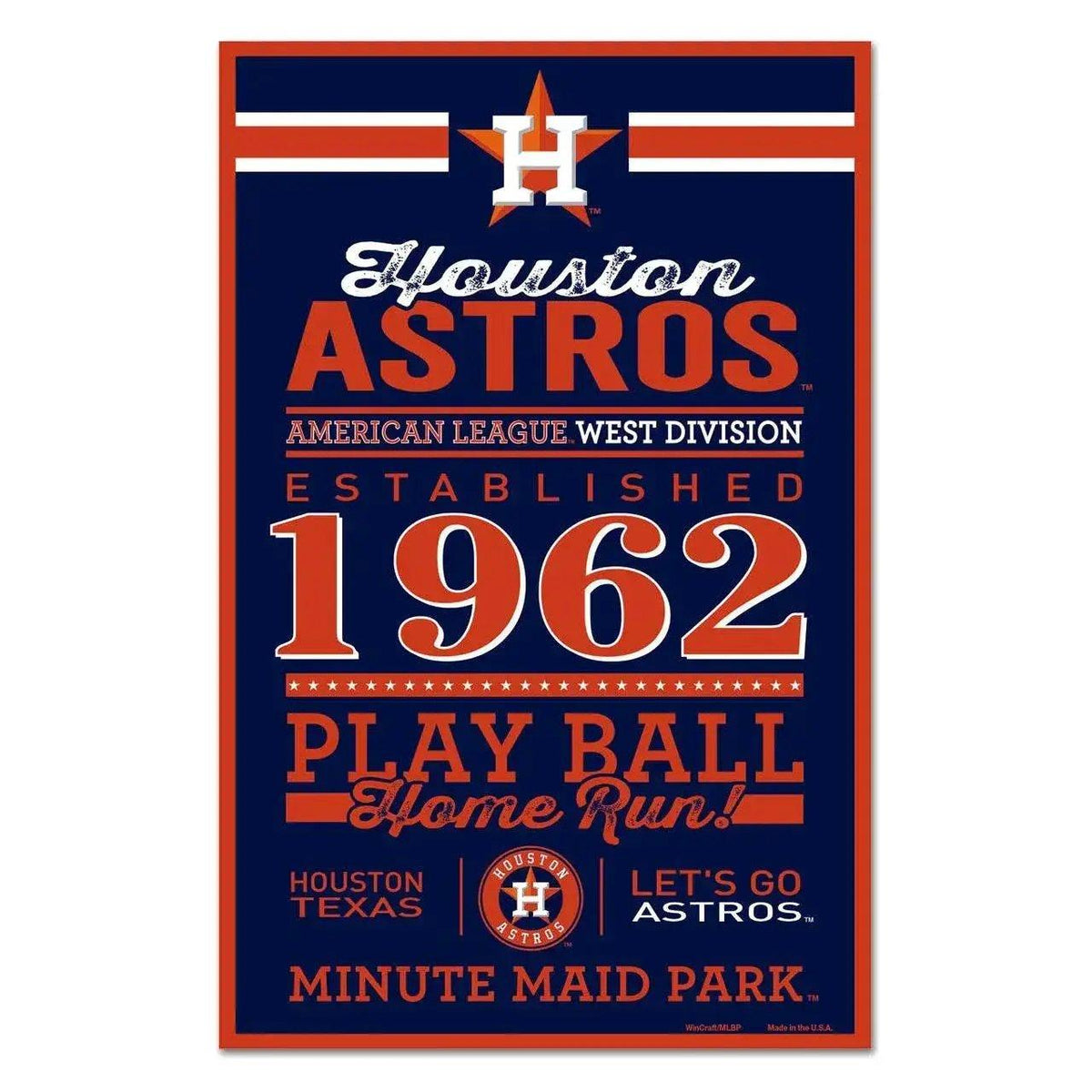  Houston Astros 11x17 Wood Sign Established Design Colors -  ToylandEU™