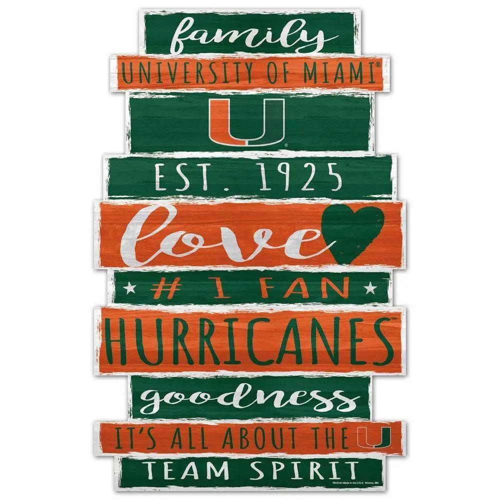  Miami Hurricanes 11x17 Wood Sign Family Word Design -  ToylandEU™