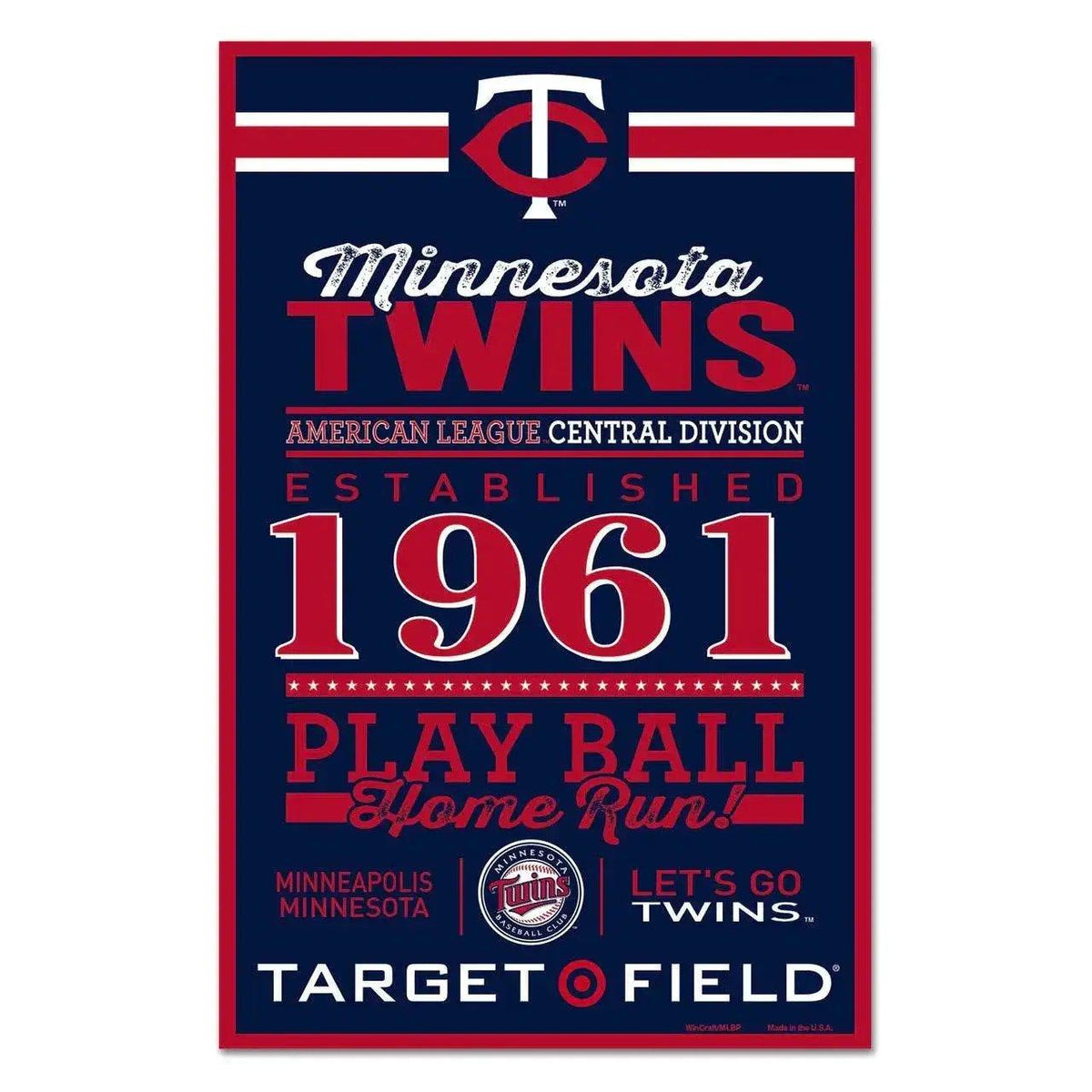  Minnesota Twins Wood Sign 11x17 Established Design Decor -  ToylandEU™