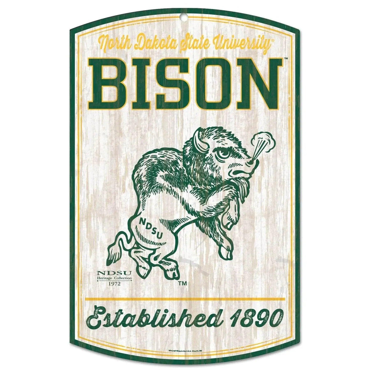  North Dakota State Bison Sign Vintage Rustic Wood 11x17 -  ToylandEU™