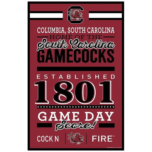  South Carolina Gamecocks Sign 11x17 Wood Established Design -  ToylandEU™