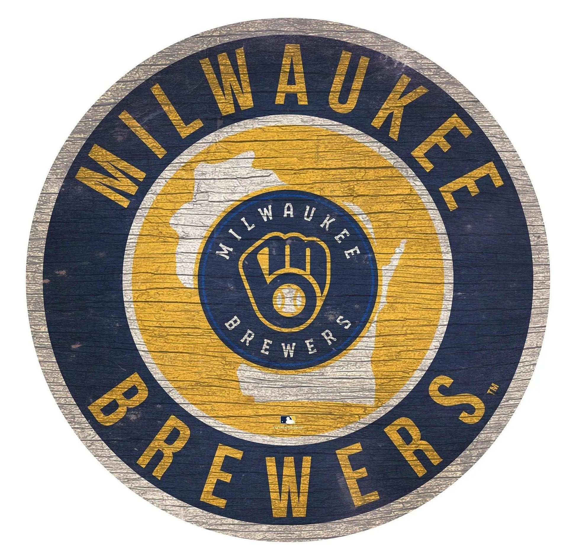  Milwaukee Brewers Round Wood Sign 12 Inch State Design -  ToylandEU™