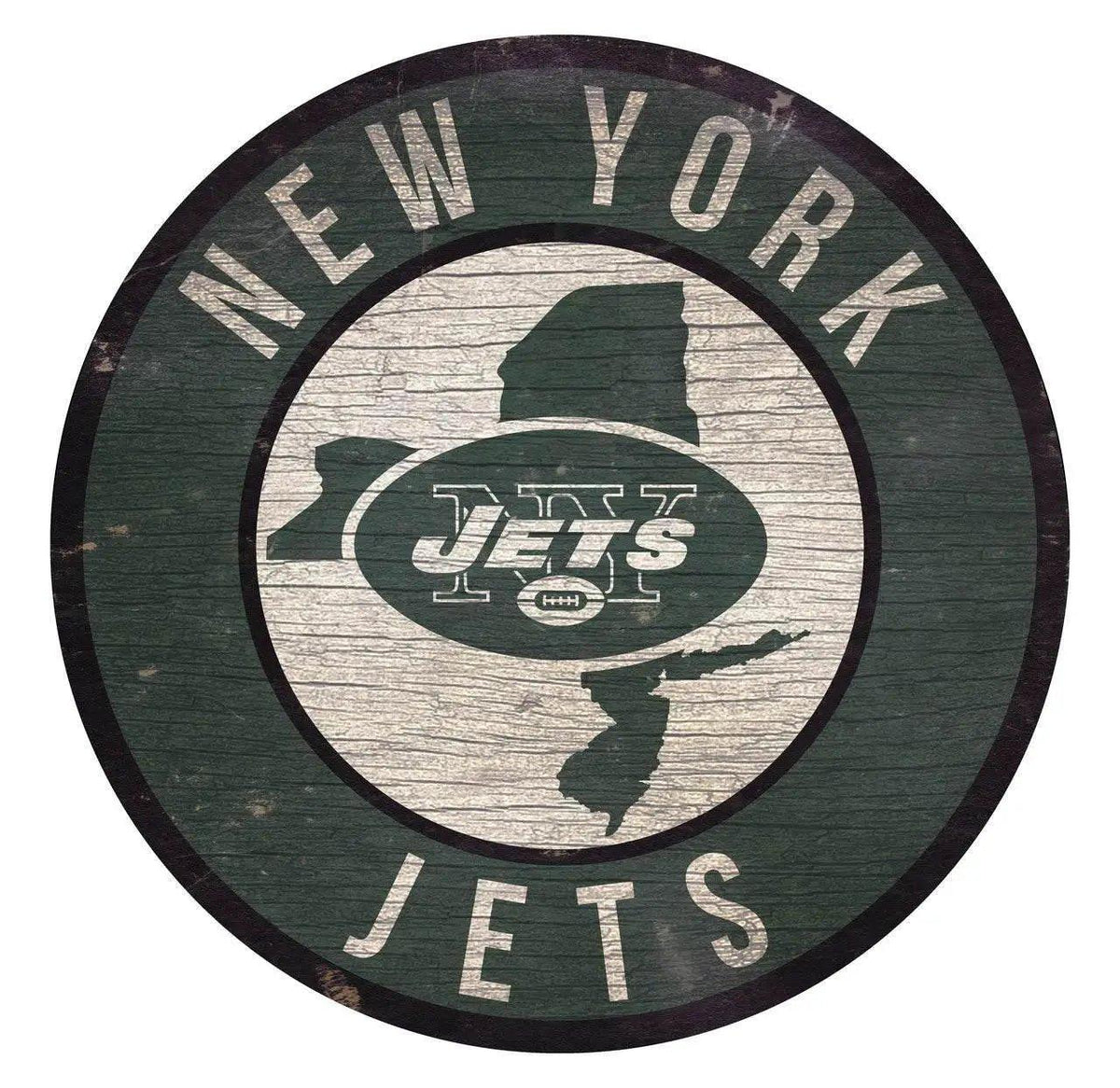  New York Jets Wood Sign 12 Inch Round State Design USA -  ToylandEU™