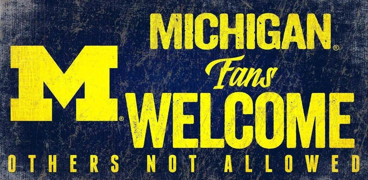  Michigan Wolverines Wood Sign Fans Welcome 12x6 Hanging -  ToylandEU™