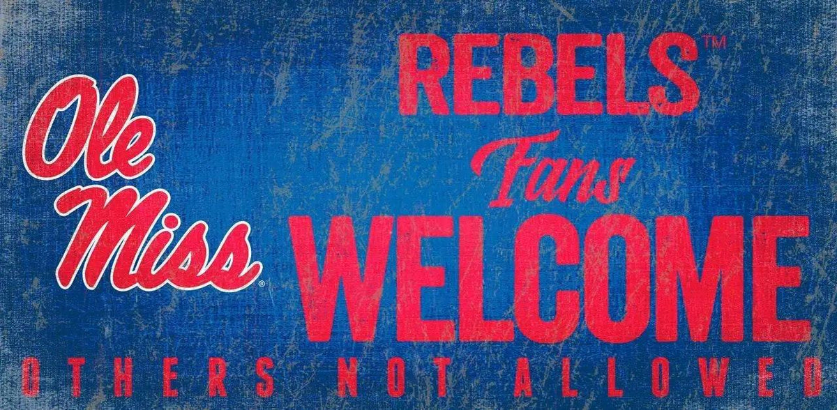  Mississippi Rebels Wood Sign Fans Welcome 12x6 Rope -  ToylandEU™