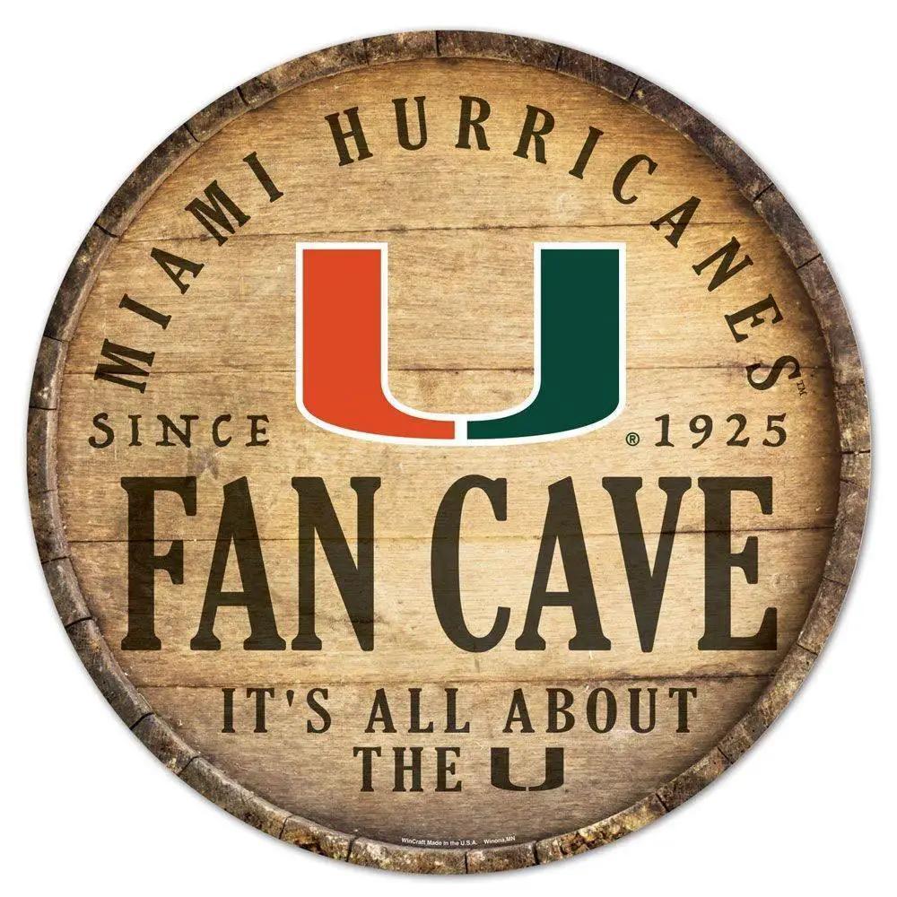  Miami Hurricanes Wincraft Wood Sign 14 Inch Round Barrel Top -  ToylandEU™