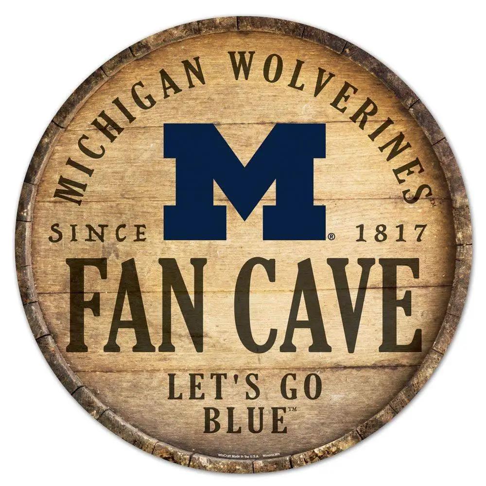  Michigan Wolverines Wood Round Barrel Top Sign 14 Inch -  ToylandEU™