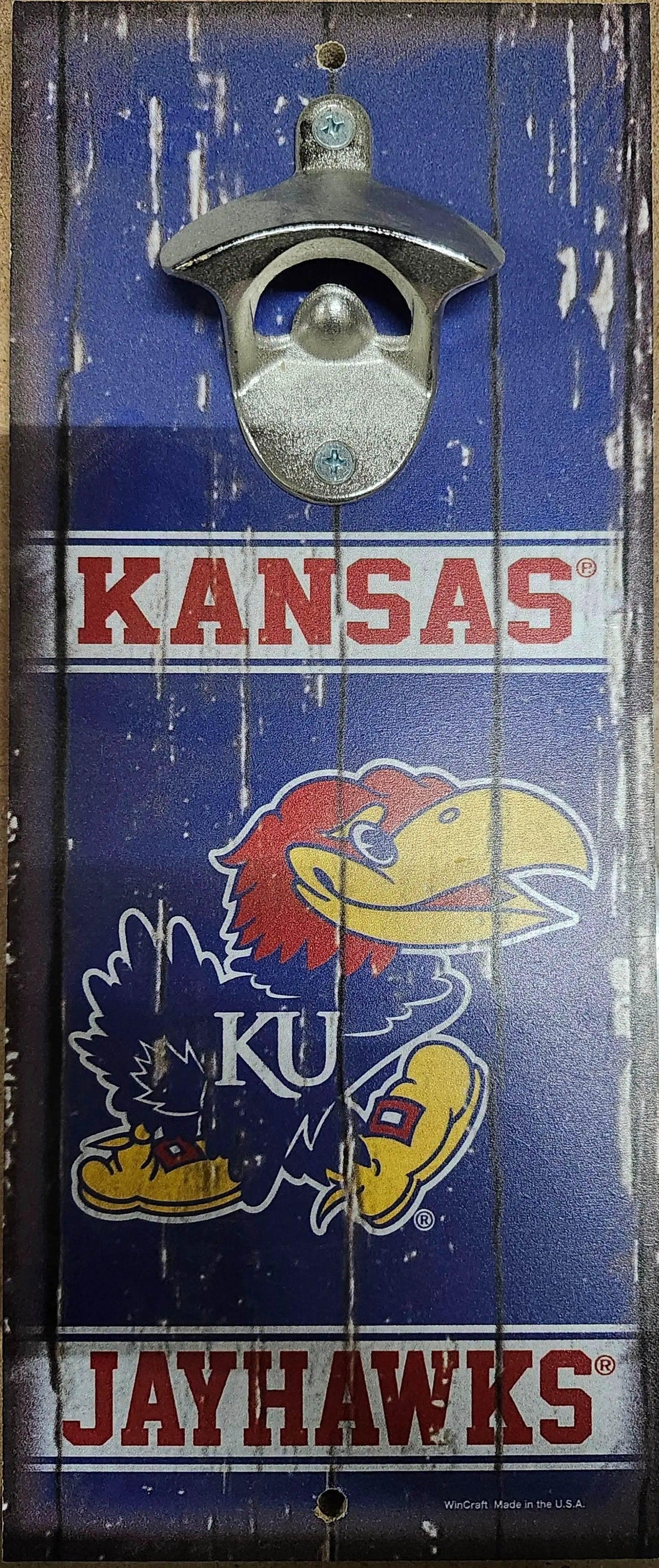  Kansas Jayhawks Wood Sign Bottle Opener 5x11 Alternate -  ToylandEU™