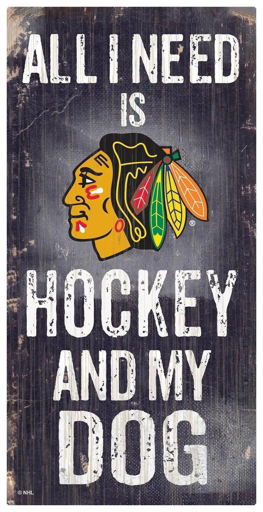  Chicago Blackhawks Wood Sign 6x12 Hockey Dog Design -  ToylandEU™