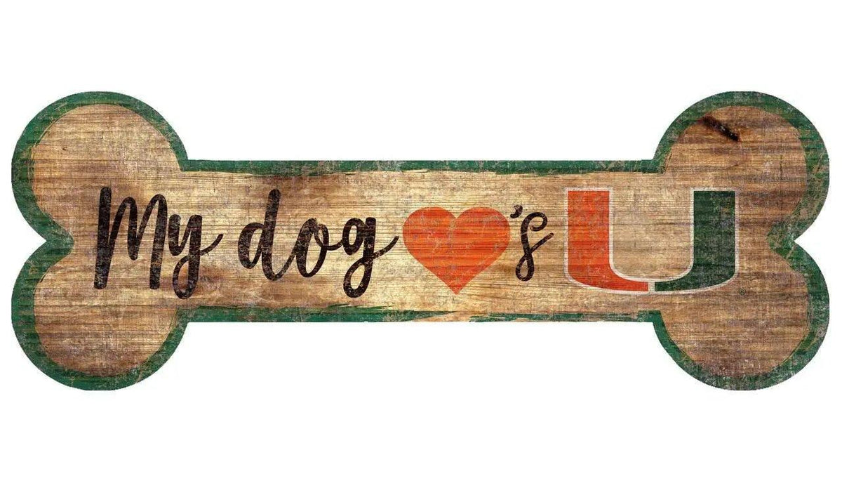  Miami Hurricanes Wood Sign 6x12 Dog Bone Shape Distressed -  ToylandEU™