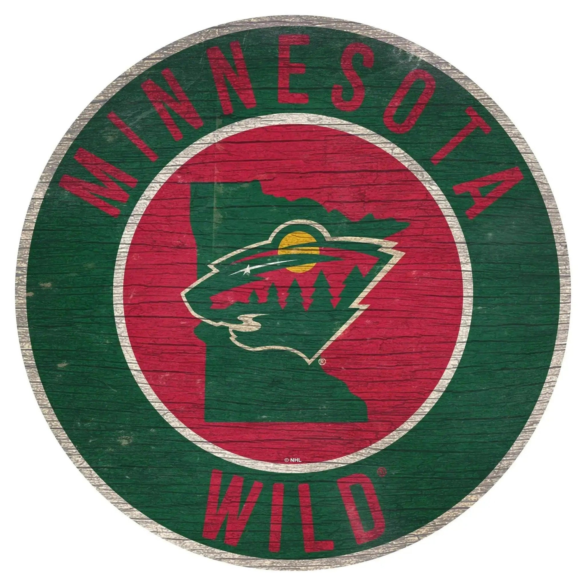  Minnesota Wild Round Wood Sign Distressed State Design -  ToylandEU™