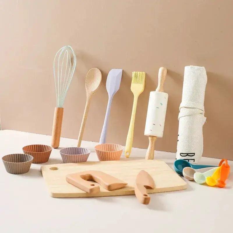  Wooden 1 To 6 Scale Kitchen Toys Set For Kids With Cutting Board And Apron Unisex Pretend Play Cooking Set -  ToylandEU™