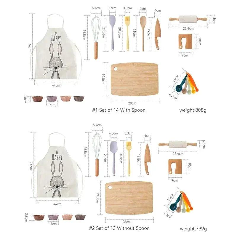  Wooden 1 To 6 Scale Kitchen Toys Set For Kids With Cutting Board And Apron Unisex Pretend Play Cooking Set -  ToylandEU™