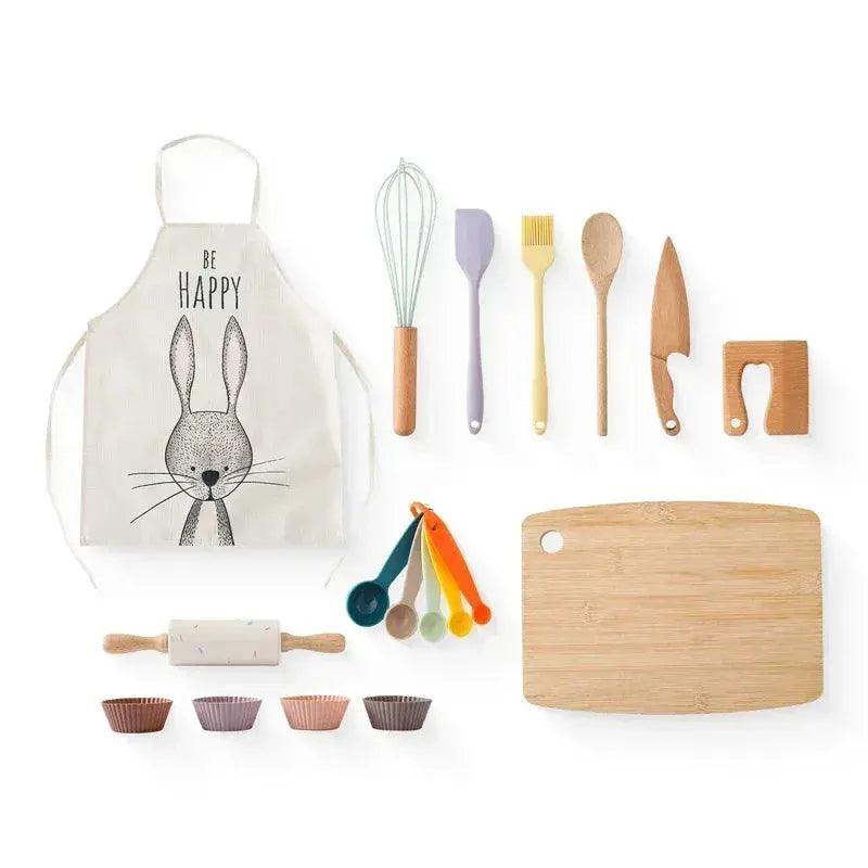  Wooden 1 To 6 Scale Kitchen Toys Set For Kids With Cutting Board And Apron Unisex Pretend Play Cooking Set -  ToylandEU™