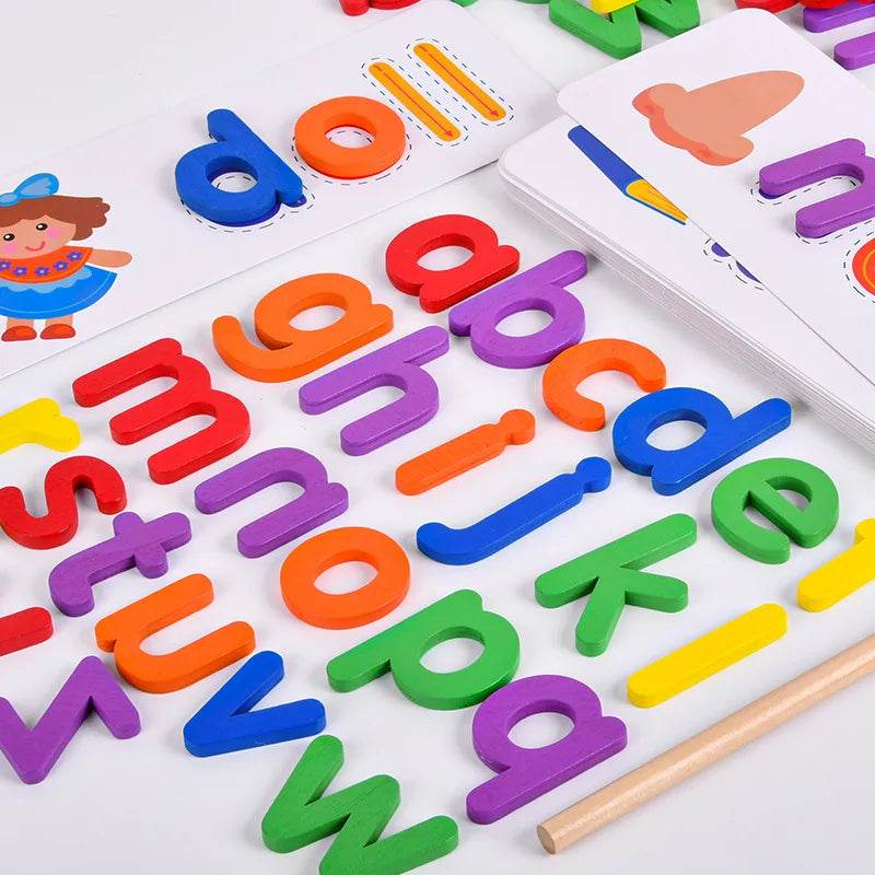 Wooden 26 Alphabet Letter Learning Cards Set for Kids - ToylandEU