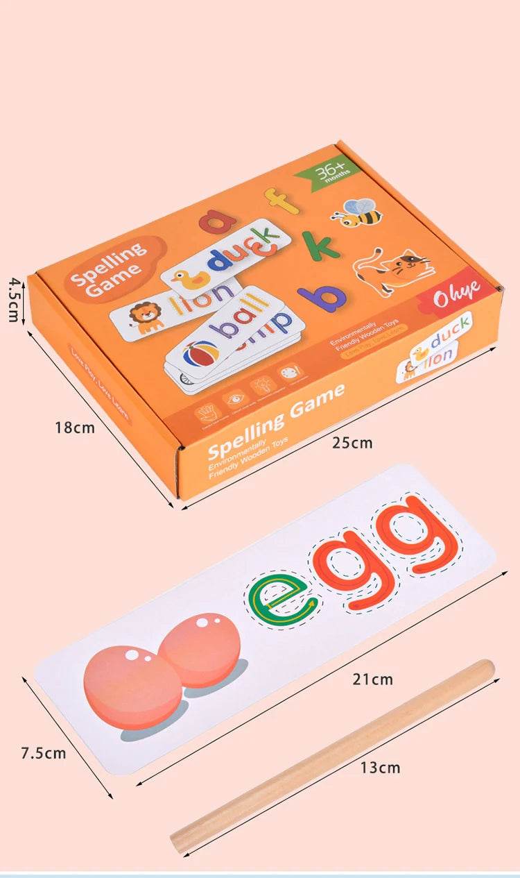 Wooden 26 Alphabet Letter Learning Cards Set for Kids - ToylandEU
