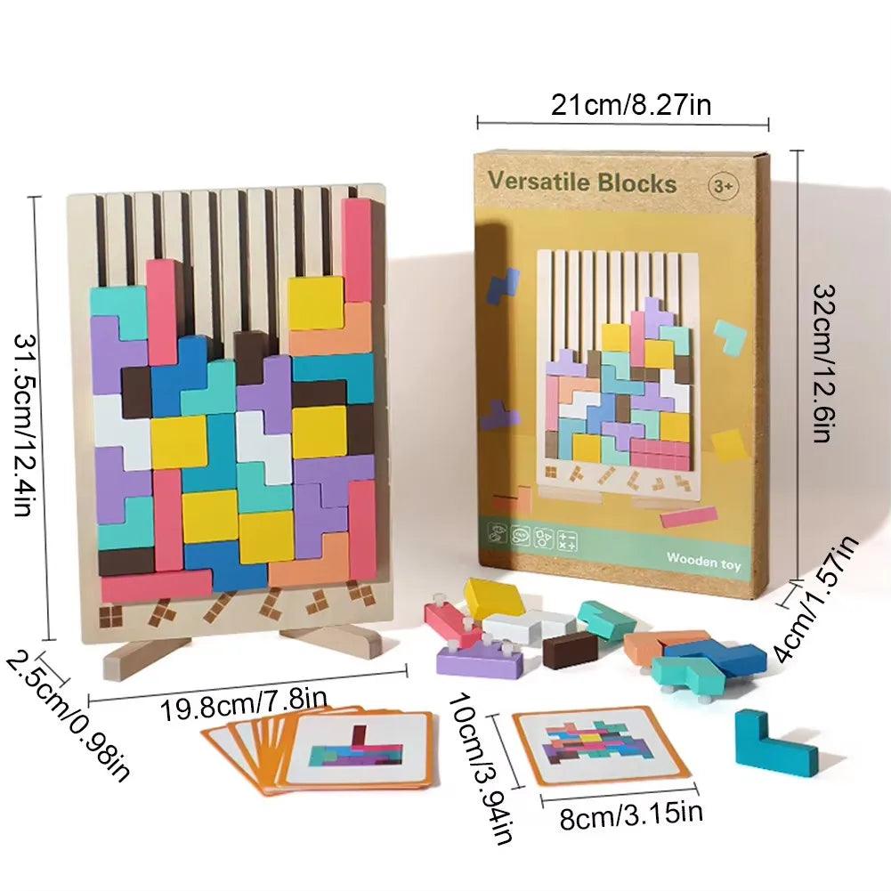  Wooden 3D Blocks Puzzle | Colorful Blocks | Toylandeu™ 