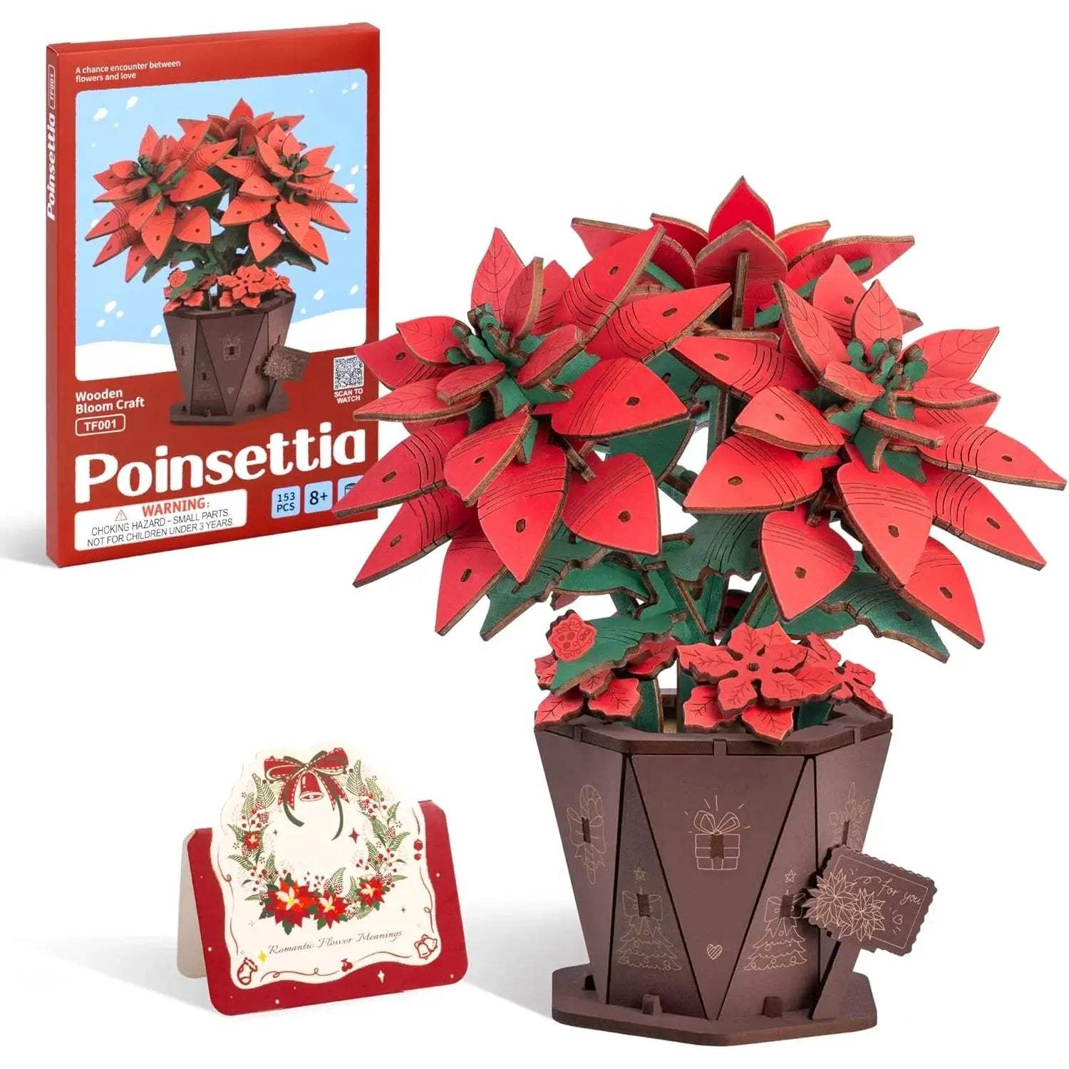  Wooden 3D Poinsettia Puzzle Kit Home Decor Premium -  ToylandEU™