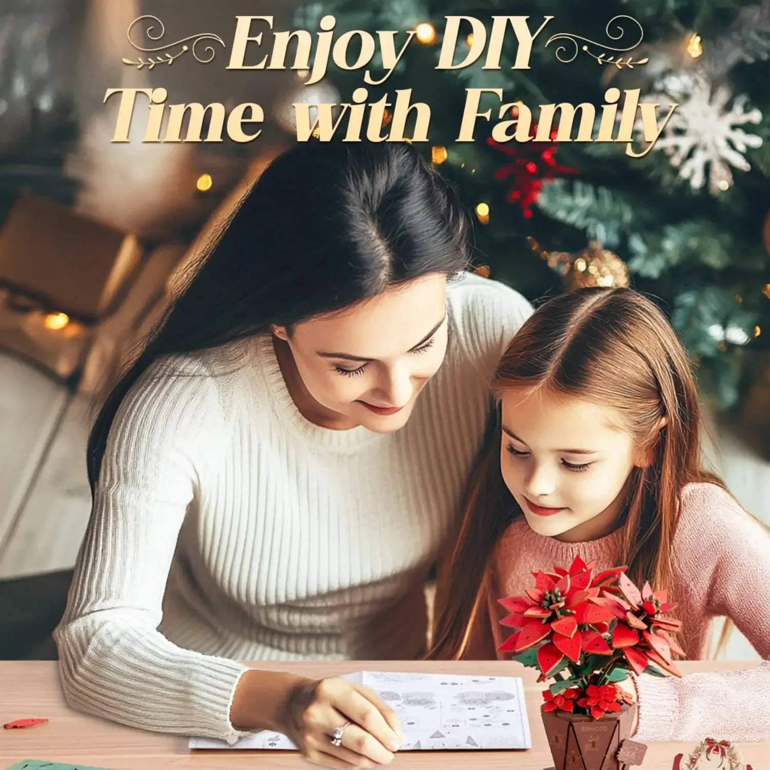  Wooden 3D Poinsettia Puzzle Kit Home Decor Premium -  ToylandEU™